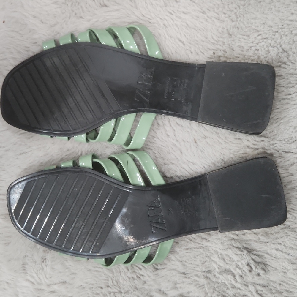 Zara Green Woven Sandals Size 8 - Picture 3 of 8